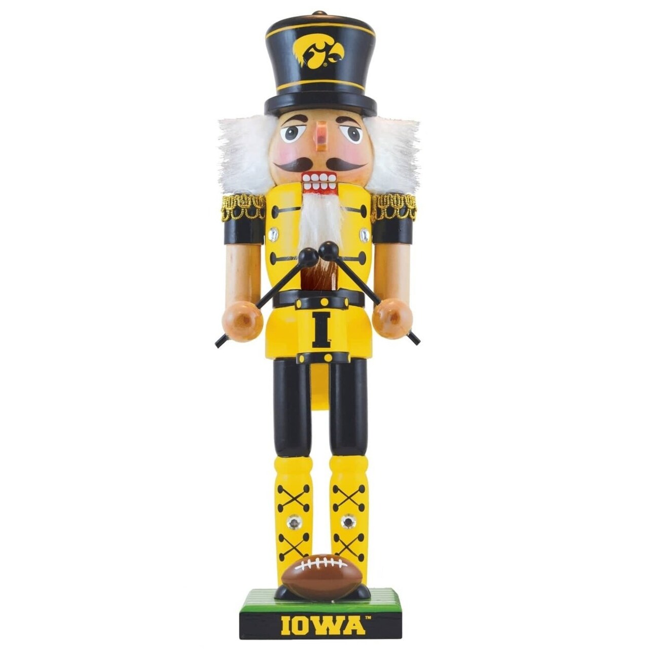 Iowa Hawkeyes Nutcracker Collectible Solid Wood Handcrafted Team Colors 12 Inch
